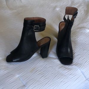 Jeffrey Campbell Canal black leather peep toe booties